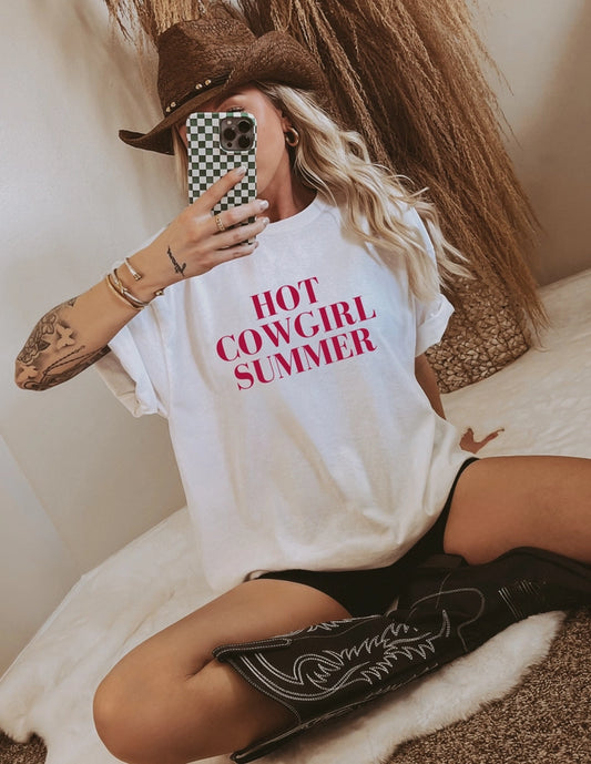 Hot Cowgirl Summer Crew Neck Tee